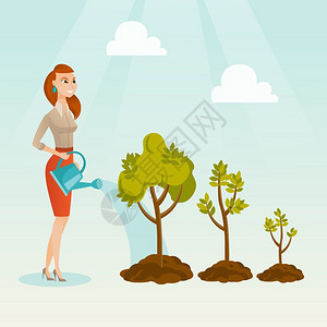 商业投资者商业概念为树浇水的投资人图片