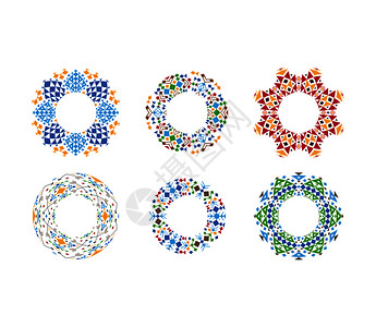 彩色种族装饰圆环框架集矢量说明种族装饰圆环框架集图片