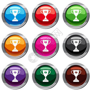 奖励图标合集赢者杯集图标在白上隔离9个图标收集矢量插赢者杯集个合背景
