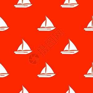 小船帆船游艇矢量红色背景图图片