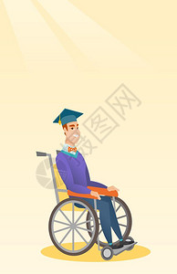 坐在轮椅上的年轻学生插画图片