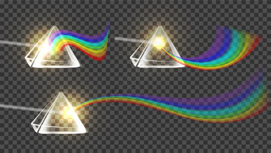 金字塔型素材光效棱镜彩虹素材插画