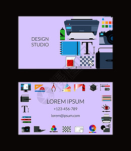 矢量数字艺术设计工作室或经验商业卡模板插图图片