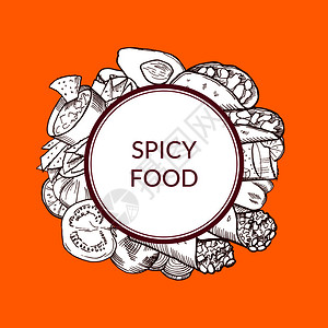 墨西哥食物圆形边框矢量设计背景图片