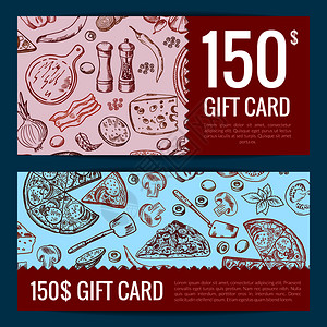 介绍比萨晚餐贴卡比萨厅或商店礼品卡折扣模板背景图片
