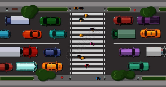 汽车和行人的车辆公路横行和交通流动图图片