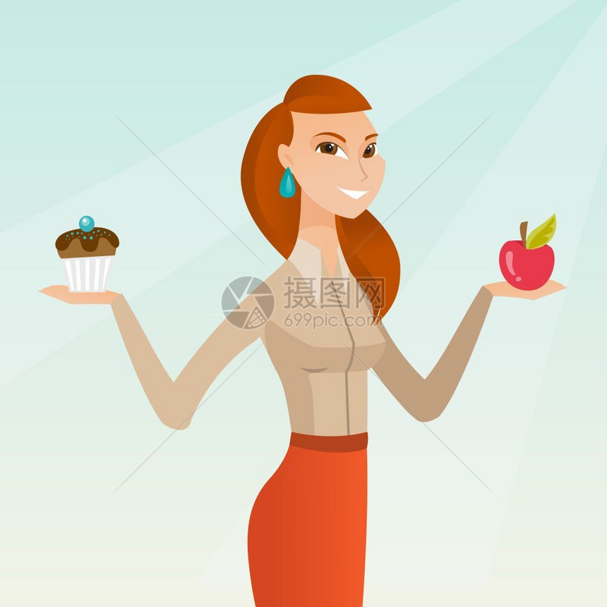 拿着苹果和蛋糕的女人图片