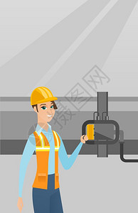 不安全的油石油炼厂管道检测器操作员插画