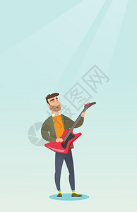 弹电吉他的男人演奏电吉他的歌手插画