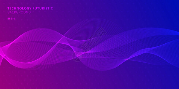 紫色设计模板以紫色和蓝背景为紫和蓝背景的抽象线条波用于技术未来风格的设计要素矢量图解设计图片
