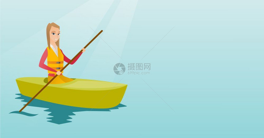 乘坐皮艇的女运动员图片