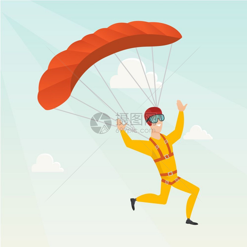 年轻男子跳降落伞图片