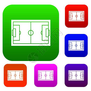 以不同颜色的孤立矢量插图显示的足球场标溢价收集足球场图片