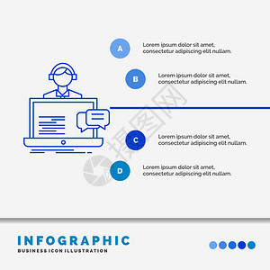 信息图表设计支持聊天客户服务网站和演示文稿的帮助信息图表模板插画
