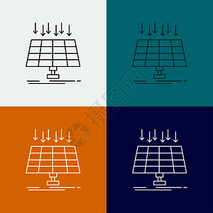 电气设备太阳能板应程序的线条样矢量图插画