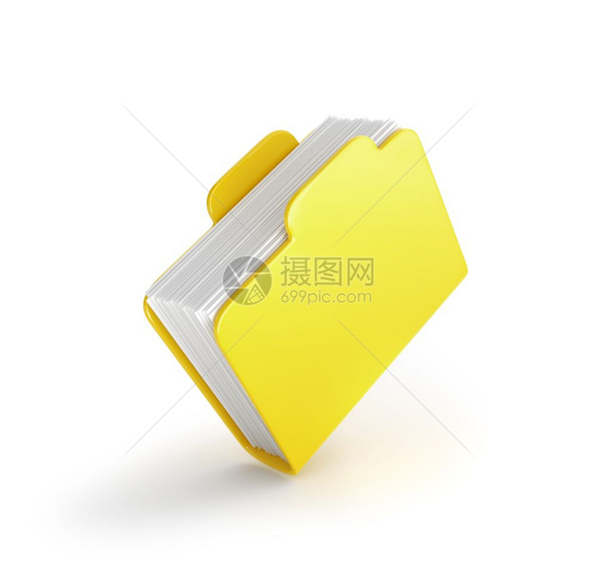 一个厚黄色文件夹用于在白色上孤立数据documentsfolder图片