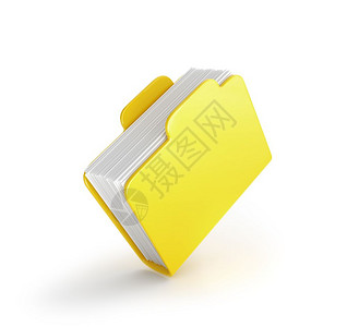 一个厚黄色文件夹用于在白色上孤立数据documentsfolder图片