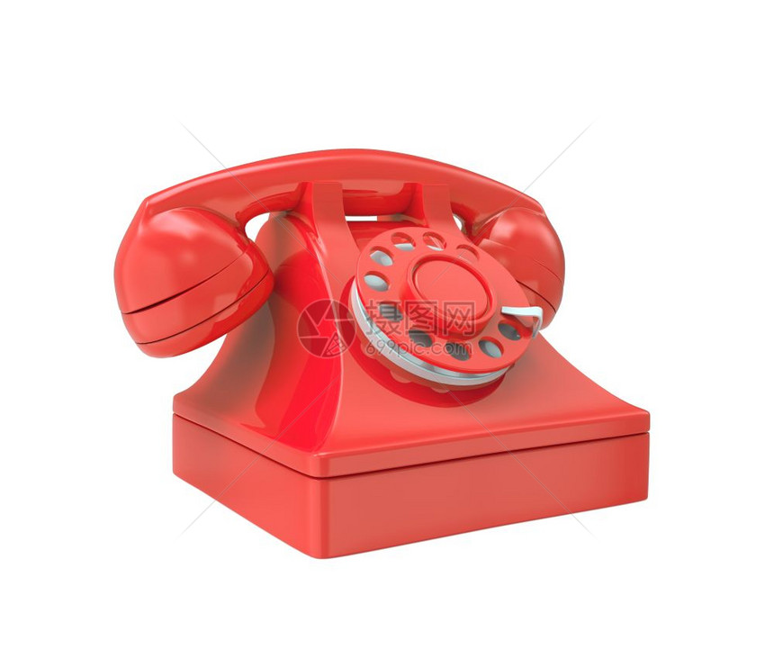 3部红色旧式的电话在白背景上被隔离图片
