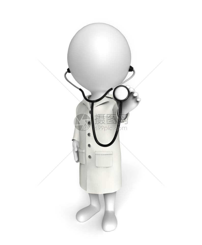 3D小白人代表着一位医生检查你白色医生图片