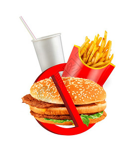 汉堡标签白色背景上孤立的快速食品危险标签背景