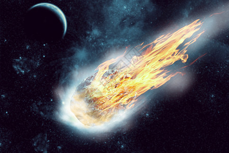大的火焰素材小行星在暗空飞小星在空间飞背景