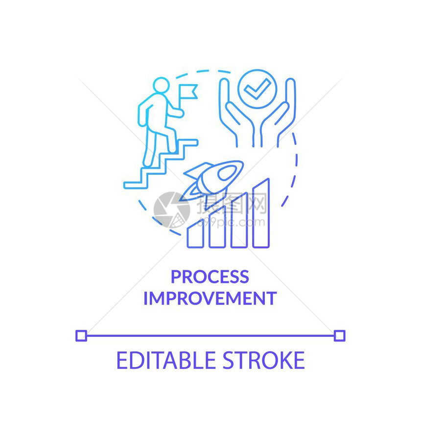 机构工作流程优化设想细线插图工作成果质量提高专业水平增长矢量孤立大纲rgb彩色绘图图片