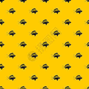 鱼类海洋生物乌龟海草黄色背景矢量图图片