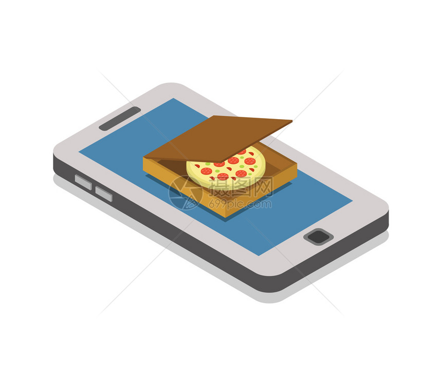 智能手机订购披萨图片