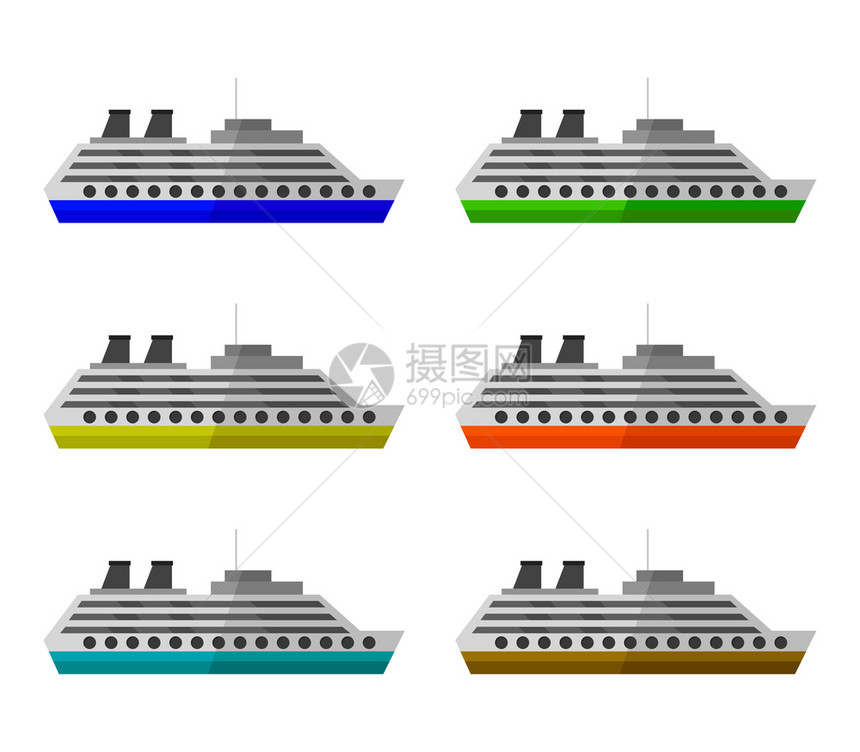 船舶汽轮对比设计矢量图图片