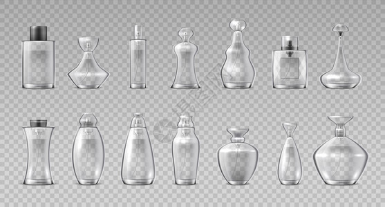 透明水瓶矢量3d写实香水瓶插画