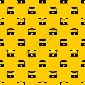 黄色背景帐篷模式的购物柜台重复矢量图图片