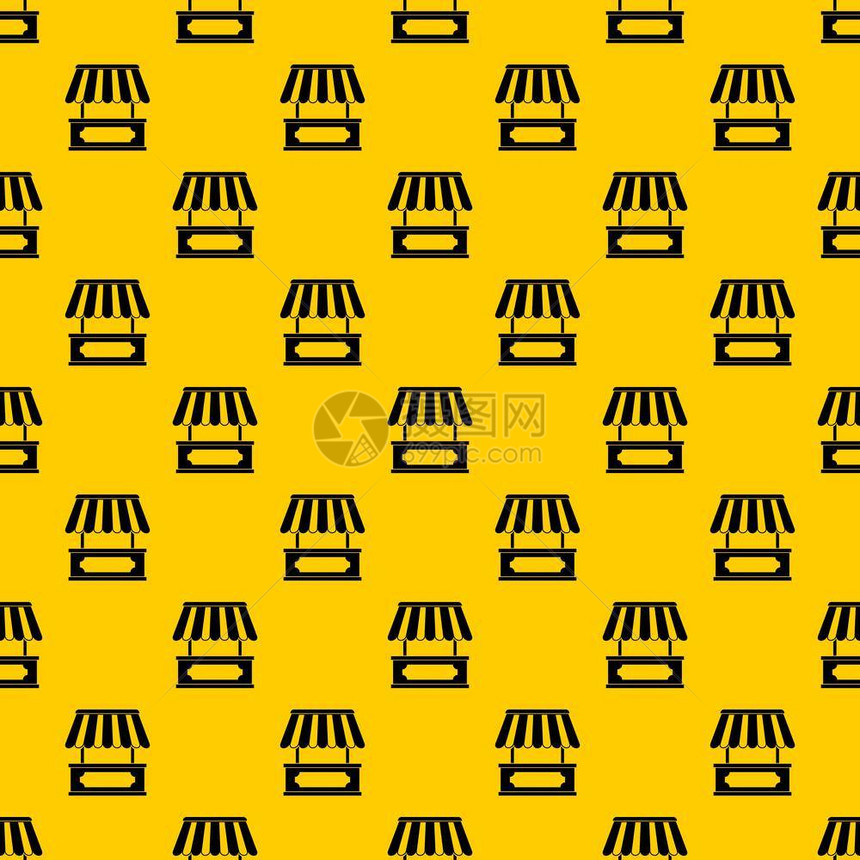 黄色背景移动餐车设计重复图图片