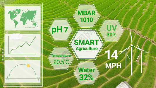 农业梯田通过人工智能控制作物生长和收获的质量设计图片