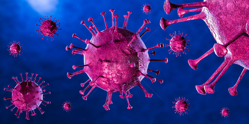 3d血液样本背景中显微镜下的冠状共存在19冠状共存在19对大流行健康造成危害冠状细胞由3d介质生成图片
