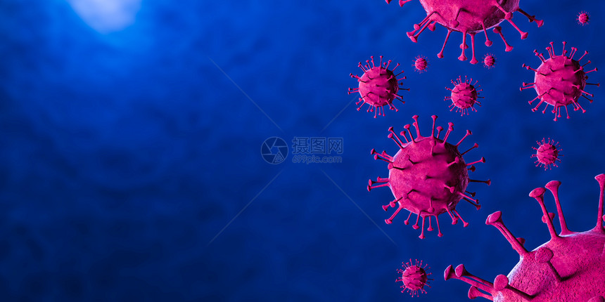 3d血液样本背景中显微镜下的冠状共存在19冠状共存在19对大流行健康造成危害冠状细胞由3d介质生成图片