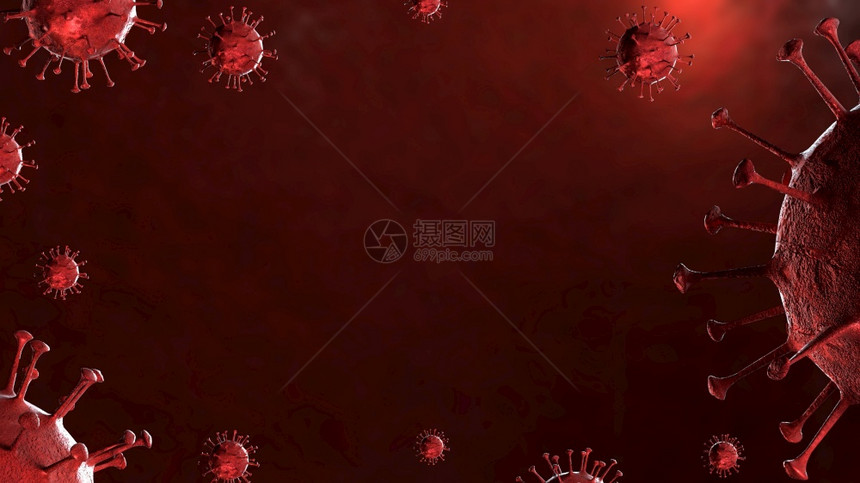 3d血液样本背景中显微镜下的冠状共存在19冠状共存在19对大流行健康造成危害冠状细胞由3d介质生成图片