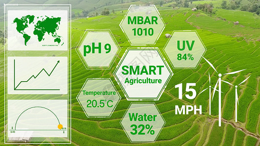 农学感应器数据收集管理通过人工控制生长和质量帮助种植概念设计图片