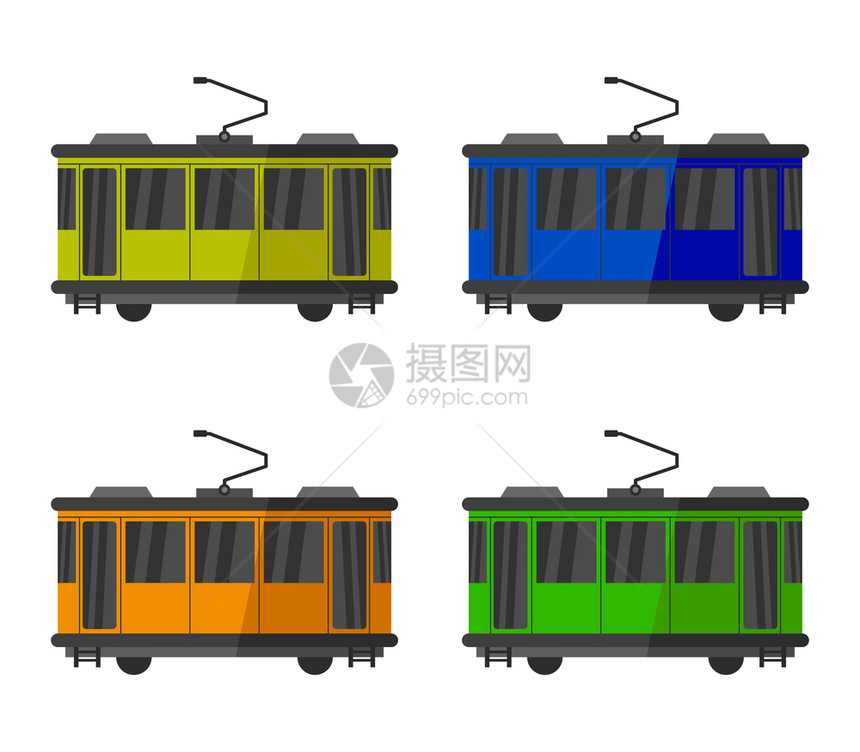 电动公共汽车对比设计矢量图图片