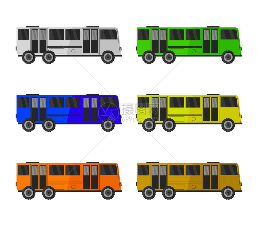 公共汽车总线对比设计矢量图图片