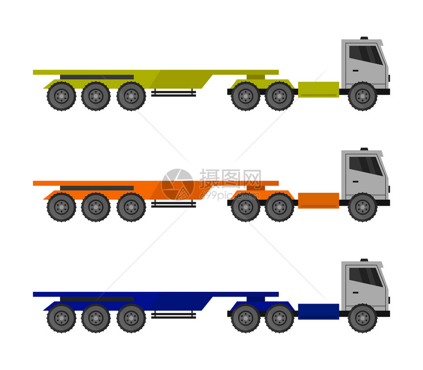 大型长货运汽车对比设计矢量图图片