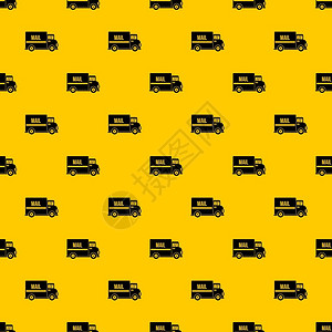 黄色背景邮件卡车模式矢量图图片
