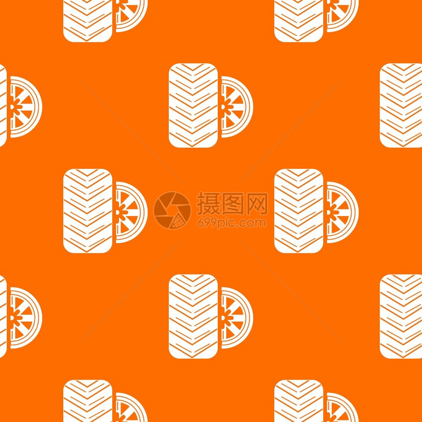 橙色轮胎树叶设计模式矢量图图片