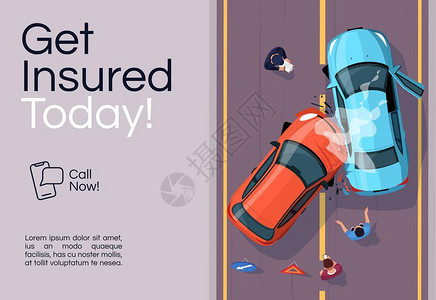 汽车宣传单服务模板事故援助商业横向传单平板图插画