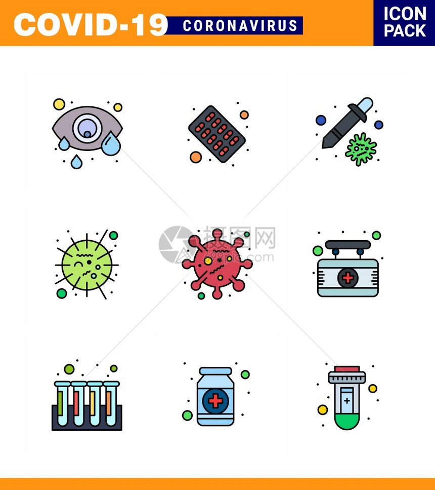 25个图标组为蓝色细菌沙子落滴器梅尔流感共冠状2019诺夫病媒设计要素图片
