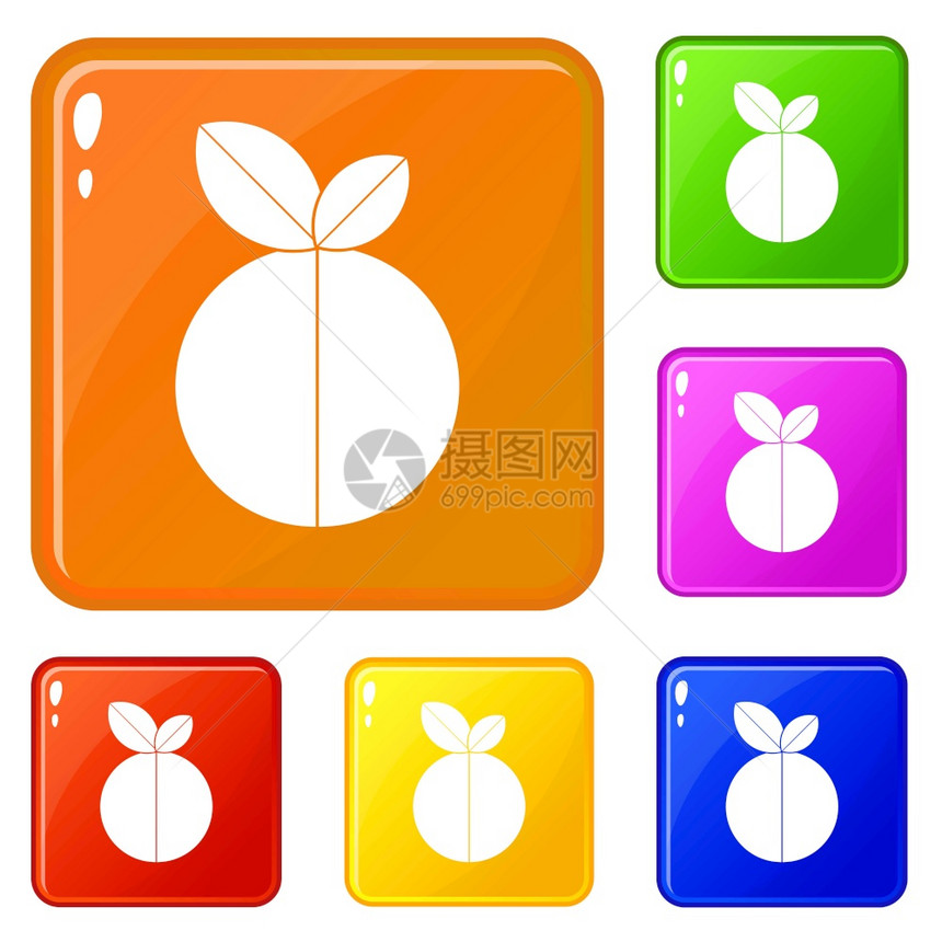 圆苹果图标组收集矢量6色白背景上孤立圆苹果图标组矢量颜色图片