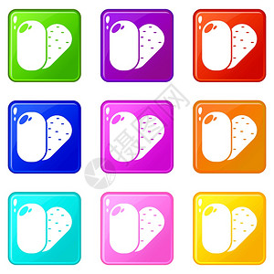 肥皂图标为任何设计置了9个彩色收藏其中9个彩色收藏在白上单独进行图片