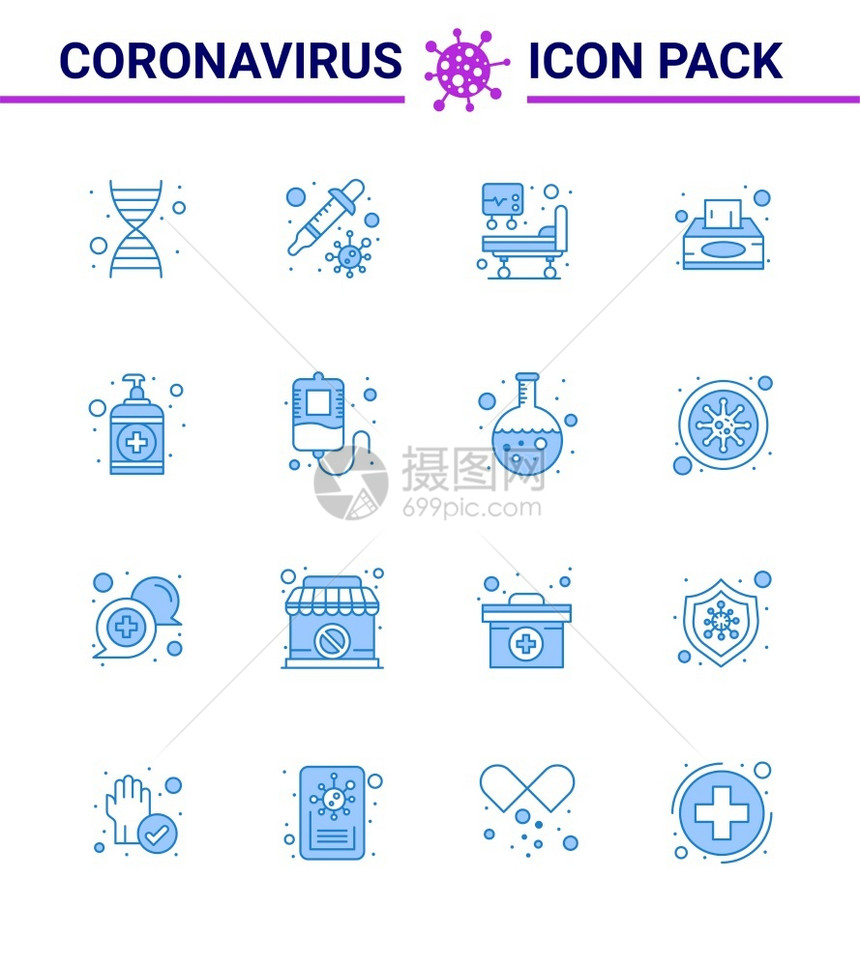 25个图标包括护理肥皂icu手组织冠状2019Nov病媒设计要素图片