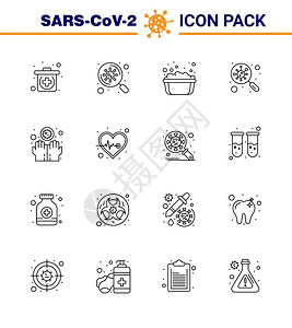16行图标包如疾病搜索洗手扫描发现冠状2019NV病媒设计要素图片