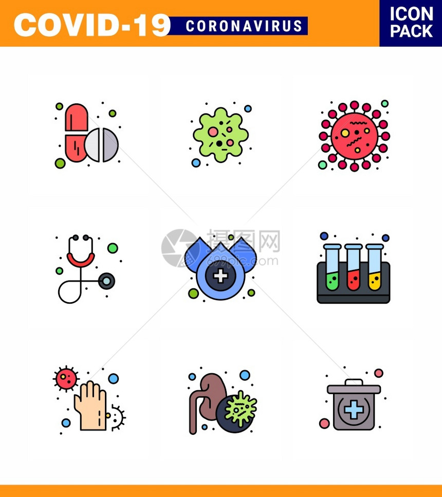 新科罗纳2019ncov9装满线的平板彩色图标立体镜细菌保健2019ncov2019ncov图片