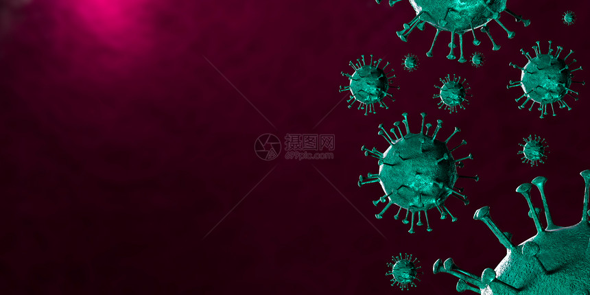 3d血液样本背景中显微镜下的冠状共存在19冠状共存在19对大流行健康造成危害冠状细胞由3d介质生成图片